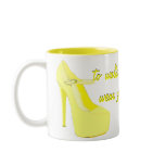 Walking in Sunshine Yellow Stiletto Shoe Design mugs