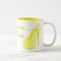 Walking in Sunshine Yellow Stiletto Shoe Design Mug