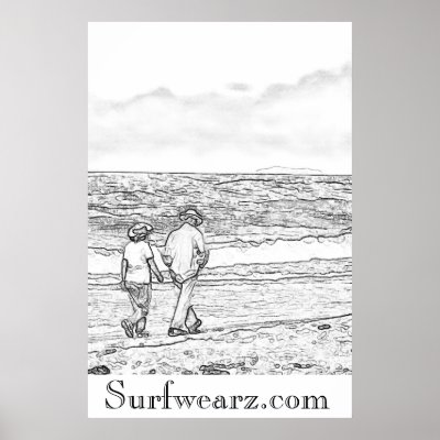 Walking On a Beach Colouring Book Poster by Surfwearzcom