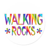 Walking Rocks Round Stickers