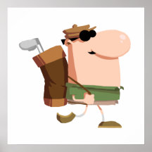 walking with golf clubs posters