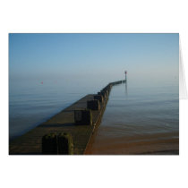 Walkway into a misty ocean greeting card