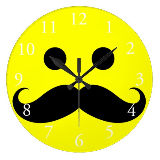 Wall Clock Funny Moustache Smiley Face Zazzle