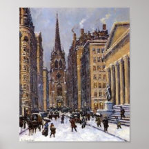 wall street facing the trinity church poster