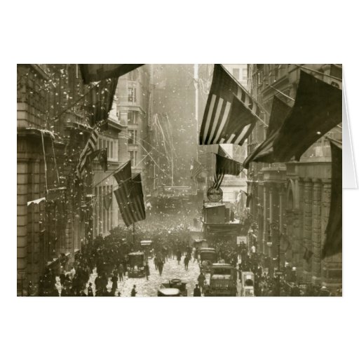 Wall Street Party, end of WW1, 1918 Greeting Card