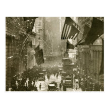 Wall Street Party, end of WW1, 1918 Postcard