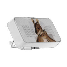 Wallaby Mother and Baby (painting) Mini Speaker