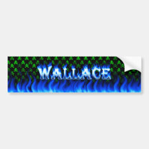 Wallace blue fire and flames bumper sticker design