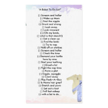 Wallet Card "A Babys To Do List'" Business Cards