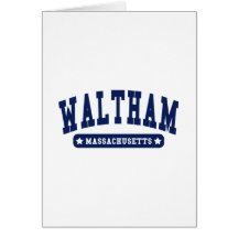 Waltham Massachusetts College Style tee shirts Greeting Cards