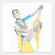 Waltz Ballroom Dancers Drawing Stickers