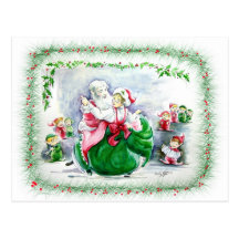 Waltzing Santa & Mrs. Claus  Postcard