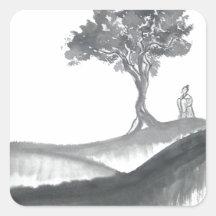 Wandering Taoist Monk Square Stickers
