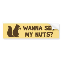 Wanna See My Nuts? - Funny Squirrel Lovers Humour Bumper Sticker