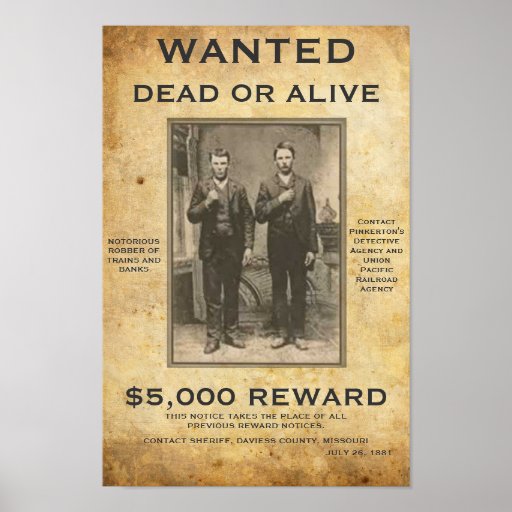 Wanted Dead or Alive U can change PIC and words Print