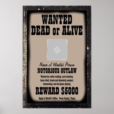    Posters Cheap on Wanted Poster   Make Your Own Customised   Zazzle Co Uk