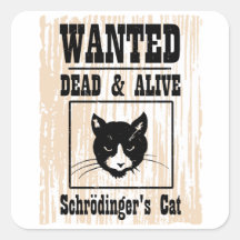 Wanted Schrodinger's Cat Square Stickers