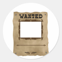 Wanted Wild West Poster Pet Custom Photo Template Round Stickers