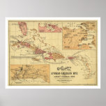 War In West Indies Map 1898 posters