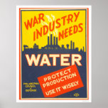 War Industry Water WWII 1943 WPA Posters