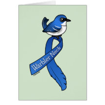 Warbler Neck Ribbon Cerulean Greeting Cards