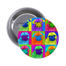 Warhol inspired Pug Button