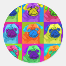 Warhol inspired Pug Circle Sticker