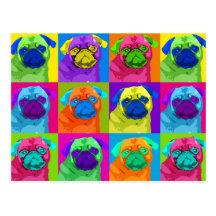 Warhol inspired Pug Postcard