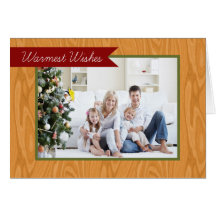 Warmest Wishes Wood Frame Folded Holiday Card