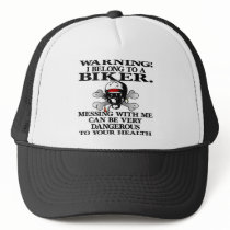 Warning I Belong To A Biker Mesh Hat