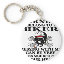 Warning I Belong To A Biker Key Chains
