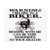 Warning I Belong To A Biker Postcards