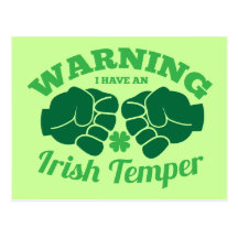 WARNING I have an Irish Temper! from Awesome Irish Post Cards