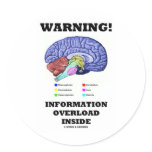 Warning! Information Overload Inside (Brain Humour stickers