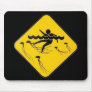 Warning Jellyfish in Water-Street sign Mouse Mat