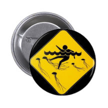 Warning Jellyfish in Water-Street sign Pin