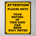 Warning ~ Please Note ~ Spoof Warning Sign posters