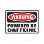 Warning POWERED BY CAFFEINE Sticker
