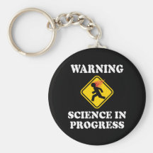 Warning Science In Progress Keychain