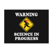 Warning Science In Progress Post Card