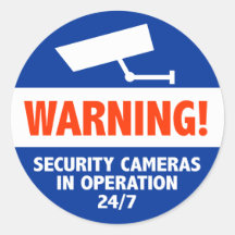 Warning Security Camera Signs Round Sticker