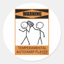 Warning Temperamental Autoharp Player Sticker
