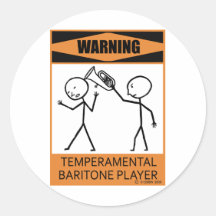 Warning Temperamental Baritone Player Sticker