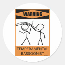 Warning Temperamental Bassoonist Sticker