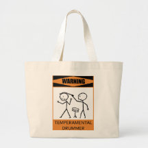 Warning Temperamental Drummer Tote Bags