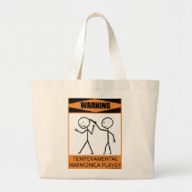Warning Temperamental Harmonica Player Tote Bag