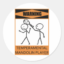 Warning Temperamental Mandolin Player Sticker