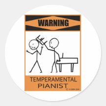 Warning Temperamental Pianist Sticker