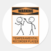 Warning Temperamental Recorder Player Sticker