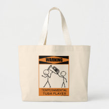 Warning Temperamental Tuba Player Canvas Bag